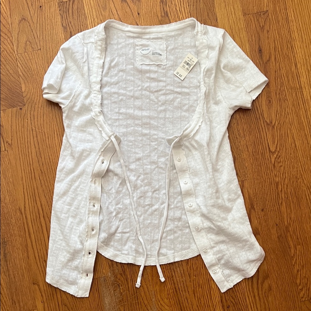 White Button-Up Women Top